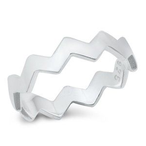 Sterling Silver Zig Zag Ring 5 mm 925 Fashion Band